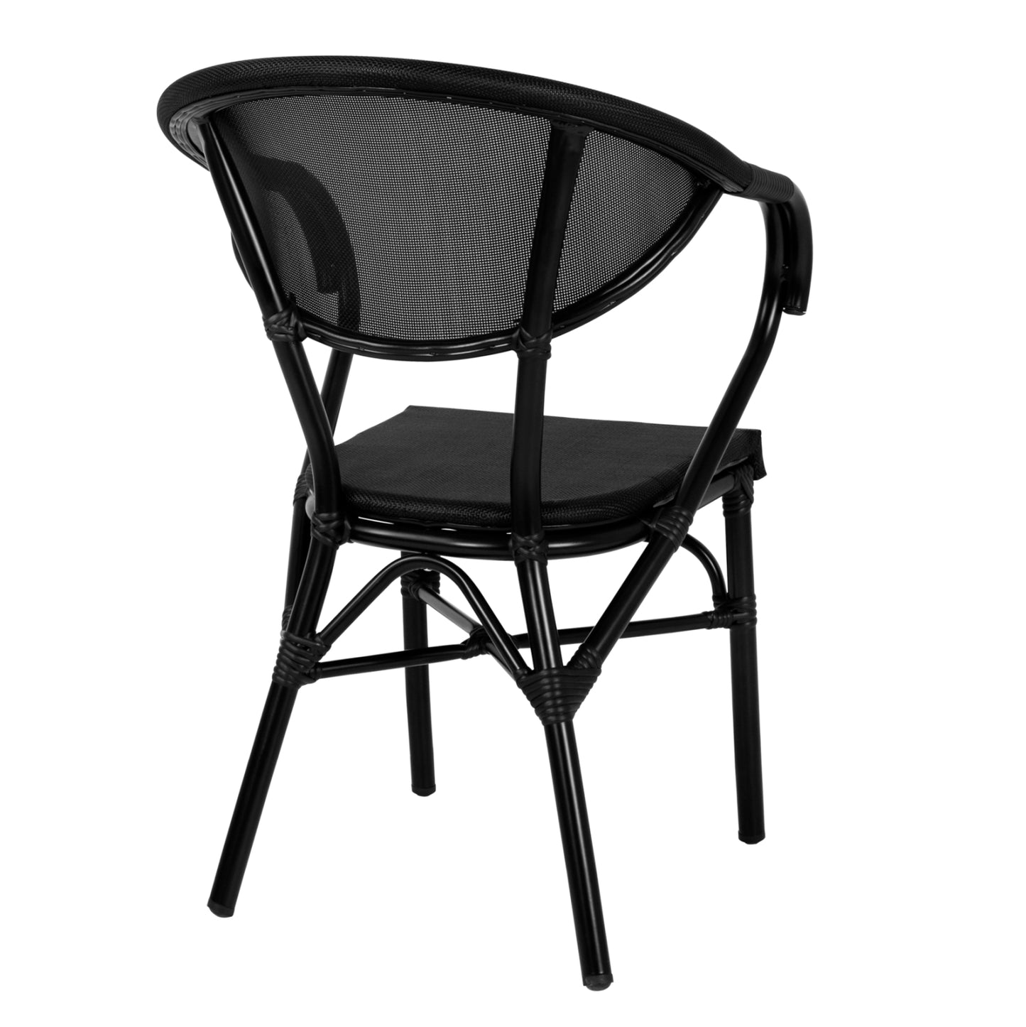 Aluminum Armchiar Bamboo Look Black with textline HM5025.02 59x60x82 cm