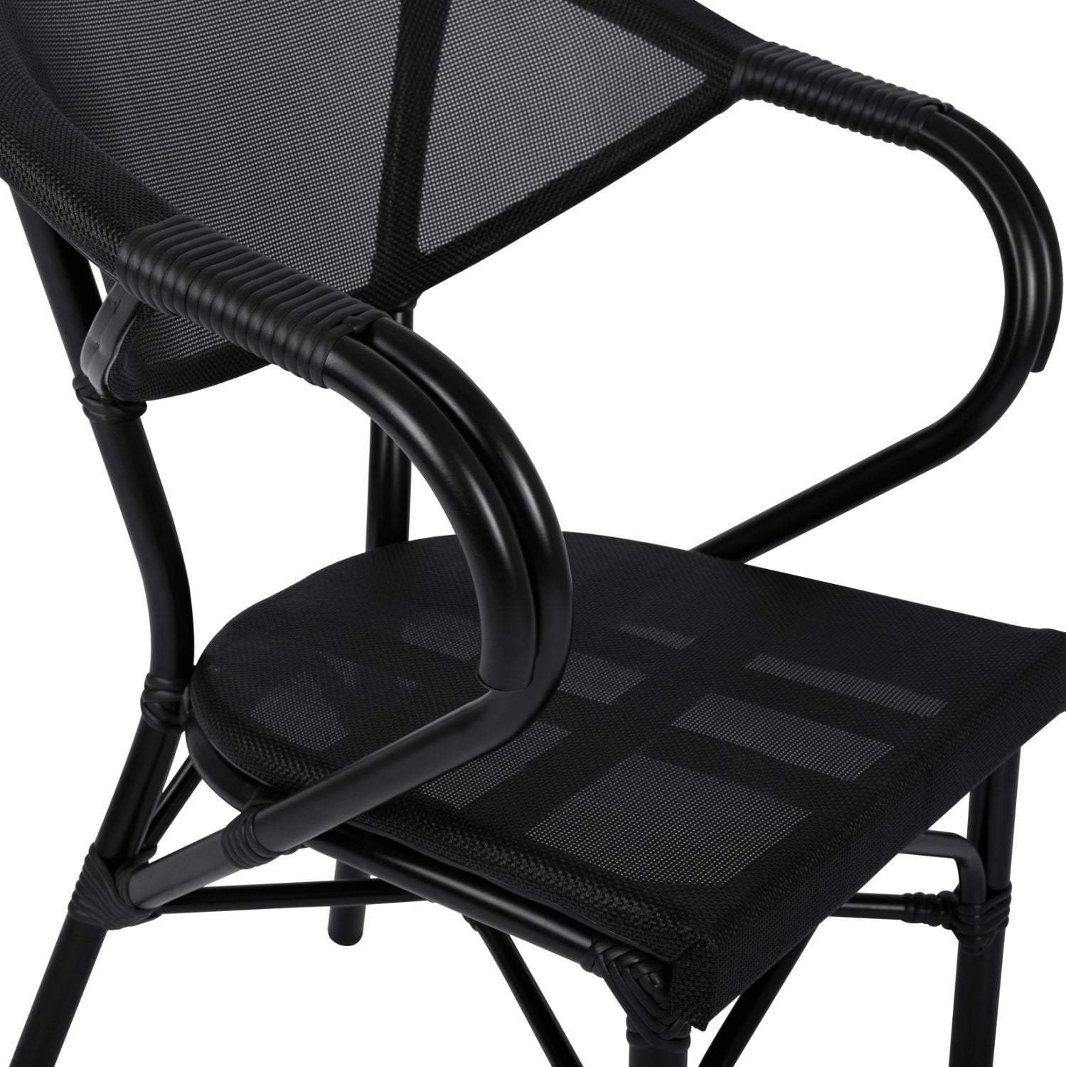 Aluminum Armchiar Bamboo Look Black with textline HM5025.02 59x60x82 cm