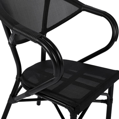 Aluminum Armchiar Bamboo Look Black with textline HM5025.02 59x60x82 cm