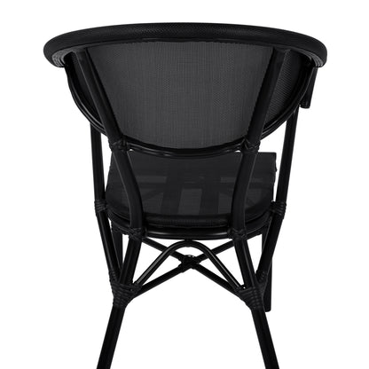Aluminum Armchiar Bamboo Look Black with textline HM5025.02 59x60x82 cm