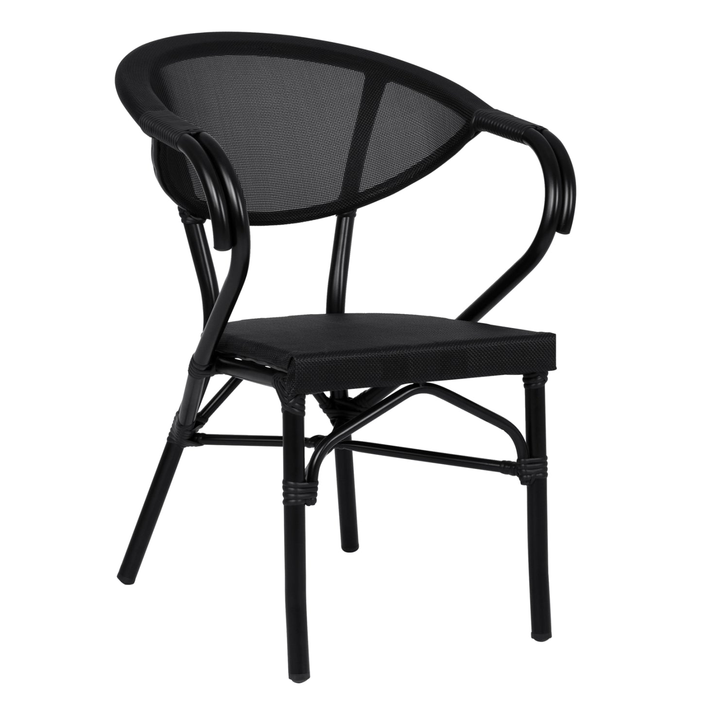 Aluminum Armchiar Bamboo Look Black with textline HM5025.02 59x60x82 cm