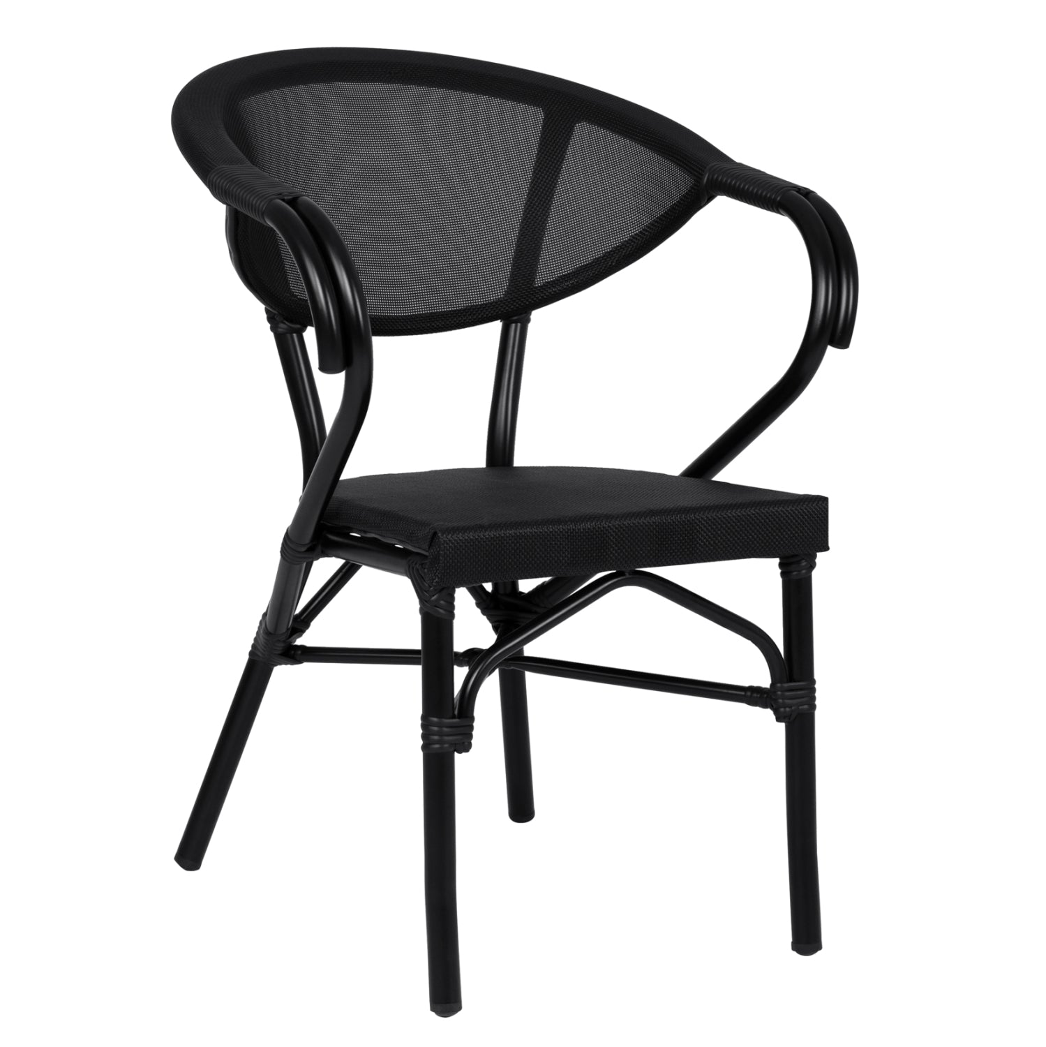 Aluminum Armchiar Bamboo Look Black with textline HM5025.02 59x60x82 cm