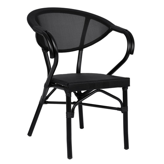 Aluminum Armchiar Bamboo Look Black with textline HM5025.02 59x60x82 cm