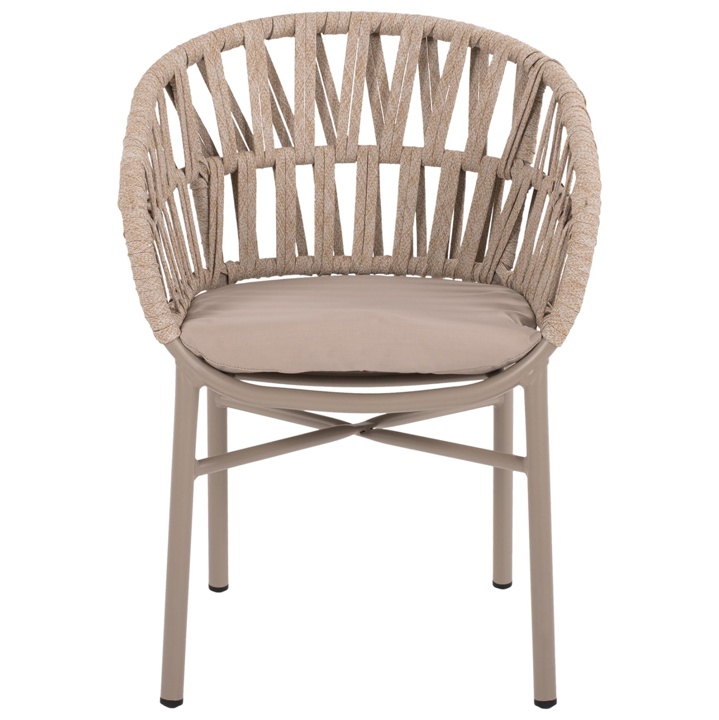 ARMCHAIR ALUMINUM LIGHT MOCHA & BEIGE ROPE 57x56x78Hcm.HM5857.03