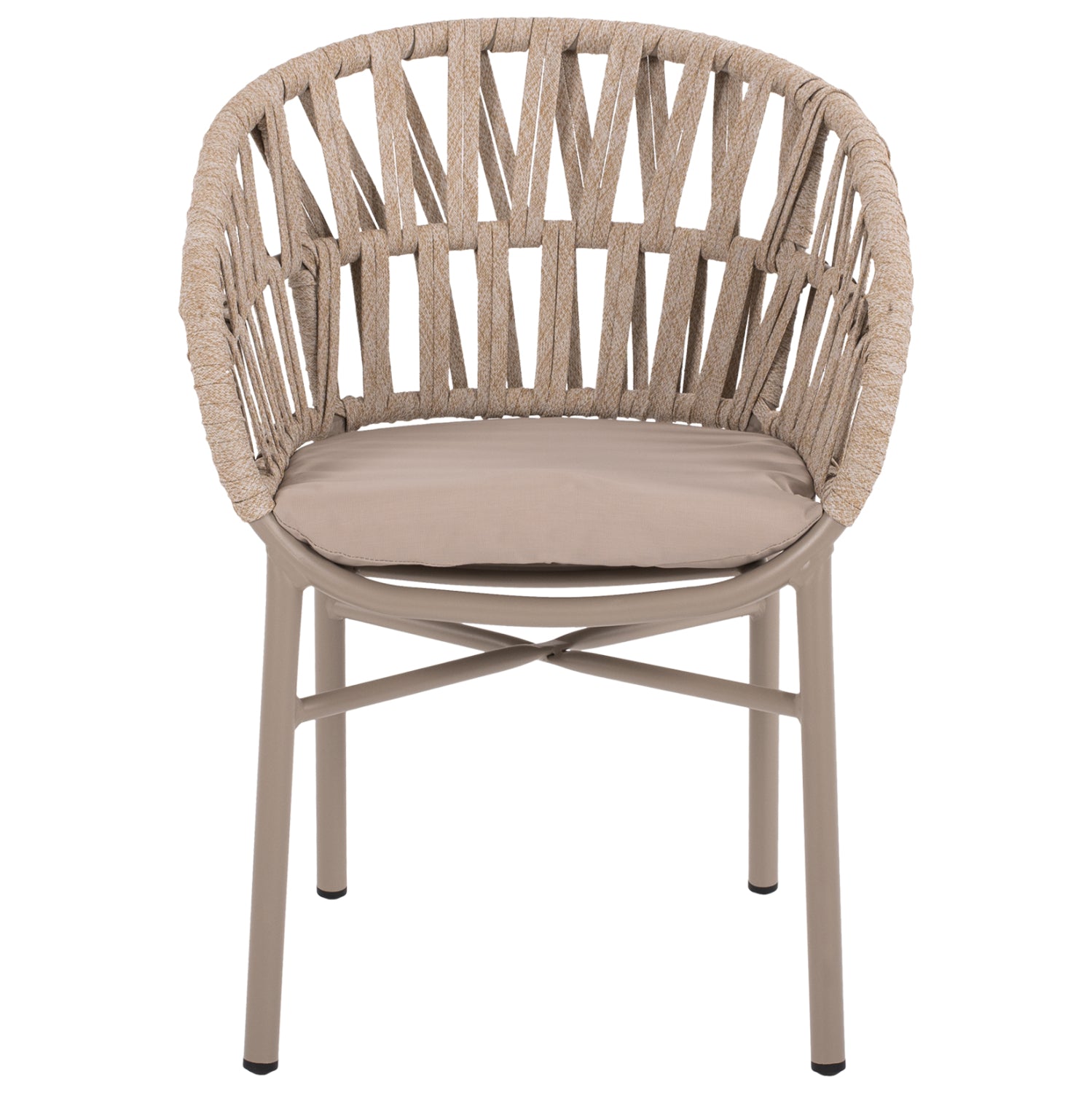ARMCHAIR ALUMINUM LIGHT MOCHA & BEIGE ROPE 57x56x78Hcm.HM5857.03