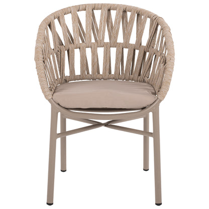 ARMCHAIR ALUMINUM LIGHT MOCHA & BEIGE ROPE 57x56x78Hcm.HM5857.03
