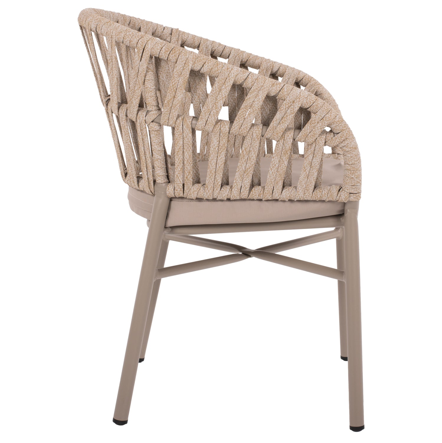 ARMCHAIR ALUMINUM LIGHT MOCHA & BEIGE ROPE 57x56x78Hcm.HM5857.03