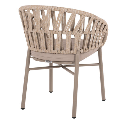 ARMCHAIR ALUMINUM LIGHT MOCHA & BEIGE ROPE 57x56x78Hcm.HM5857.03