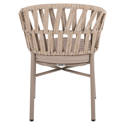 ARMCHAIR ALUMINUM LIGHT MOCHA & BEIGE ROPE 57x56x78Hcm.HM5857.03