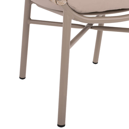 ARMCHAIR ALUMINUM LIGHT MOCHA & BEIGE ROPE 57x56x78Hcm.HM5857.03