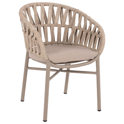 ARMCHAIR ALUMINUM LIGHT MOCHA & BEIGE ROPE 57x56x78Hcm.HM5857.03
