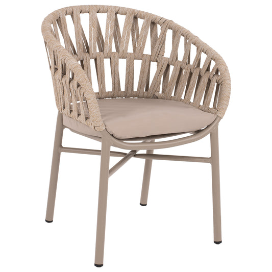 ARMCHAIR ALUMINUM LIGHT MOCHA & BEIGE ROPE 57x56x78Hcm.HM5857.03