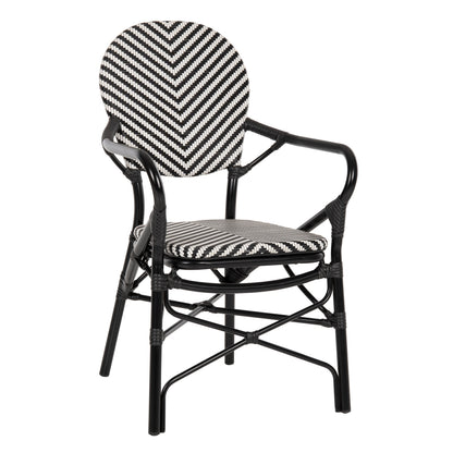 ARMCHAIR ALUMINUM HM5928.01 BLACK WITH TEXTLINE IN BLACK&WHITE 56x59x94,5Hcm.