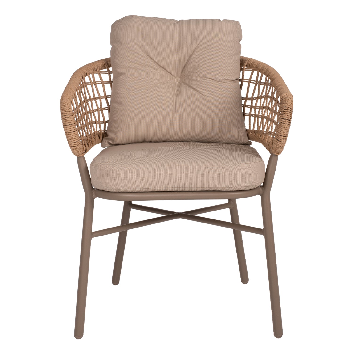 ARMCHAIR ALUMINUM MOCHA PROFESSIONAL RATTAN & CUSHIONS BEIGE HM5863.02 60x56x84 cm.