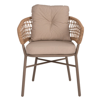 ARMCHAIR ALUMINUM MOCHA PROFESSIONAL RATTAN & CUSHIONS BEIGE HM5863.02 60x56x84 cm.