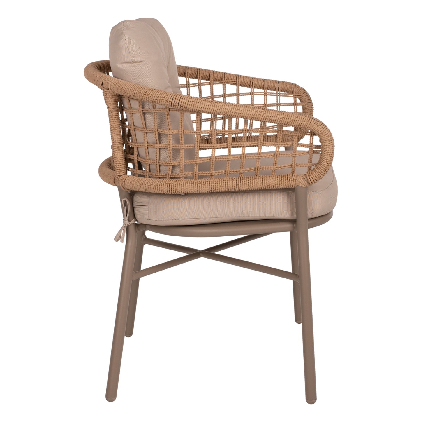 ARMCHAIR ALUMINUM MOCHA PROFESSIONAL RATTAN & CUSHIONS BEIGE HM5863.02 60x56x84 cm.