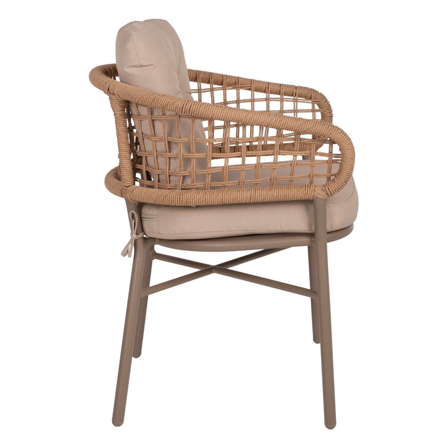ARMCHAIR ALUMINUM MOCHA PROFESSIONAL RATTAN & CUSHIONS BEIGE HM5863.02 60x56x84 cm.