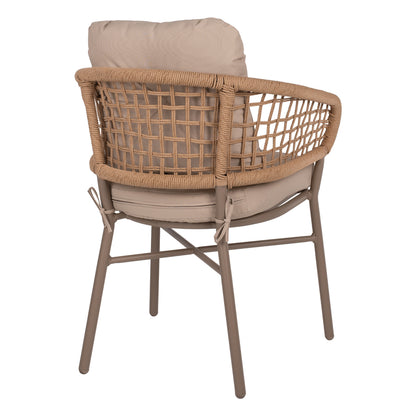 ARMCHAIR ALUMINUM MOCHA PROFESSIONAL RATTAN & CUSHIONS BEIGE HM5863.02 60x56x84 cm.