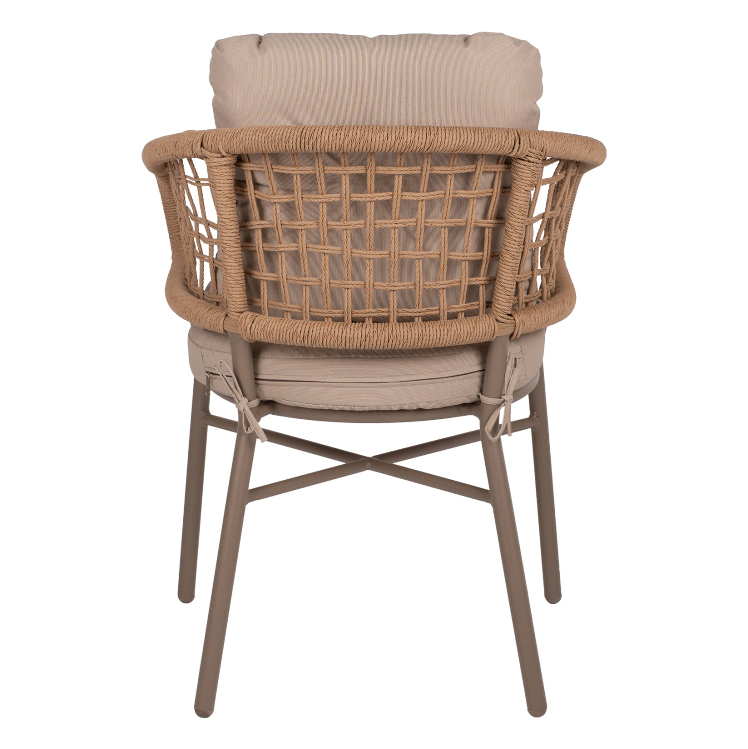 ARMCHAIR ALUMINUM MOCHA PROFESSIONAL RATTAN & CUSHIONS BEIGE HM5863.02 60x56x84 cm.