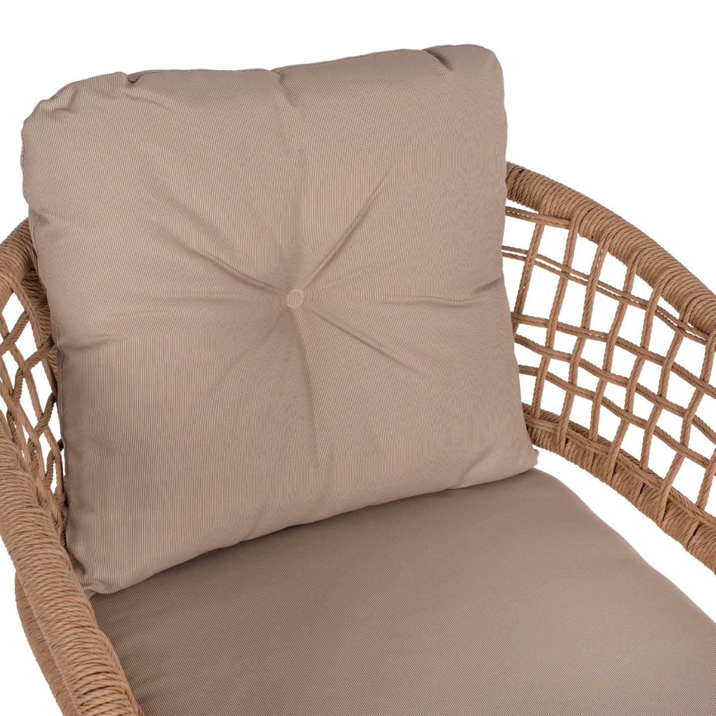 ARMCHAIR ALUMINUM MOCHA PROFESSIONAL RATTAN & CUSHIONS BEIGE HM5863.02 60x56x84 cm.