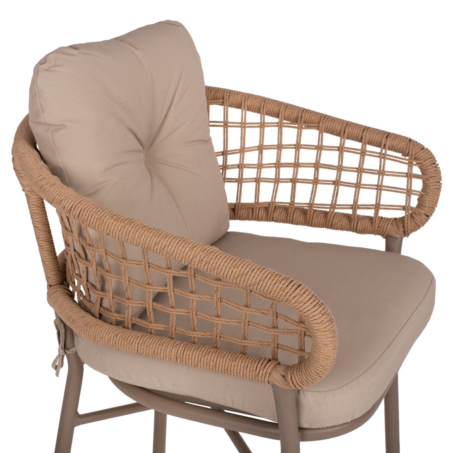ARMCHAIR ALUMINUM MOCHA PROFESSIONAL RATTAN & CUSHIONS BEIGE HM5863.02 60x56x84 cm.