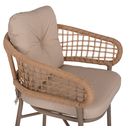 ARMCHAIR ALUMINUM MOCHA PROFESSIONAL RATTAN & CUSHIONS BEIGE HM5863.02 60x56x84 cm.