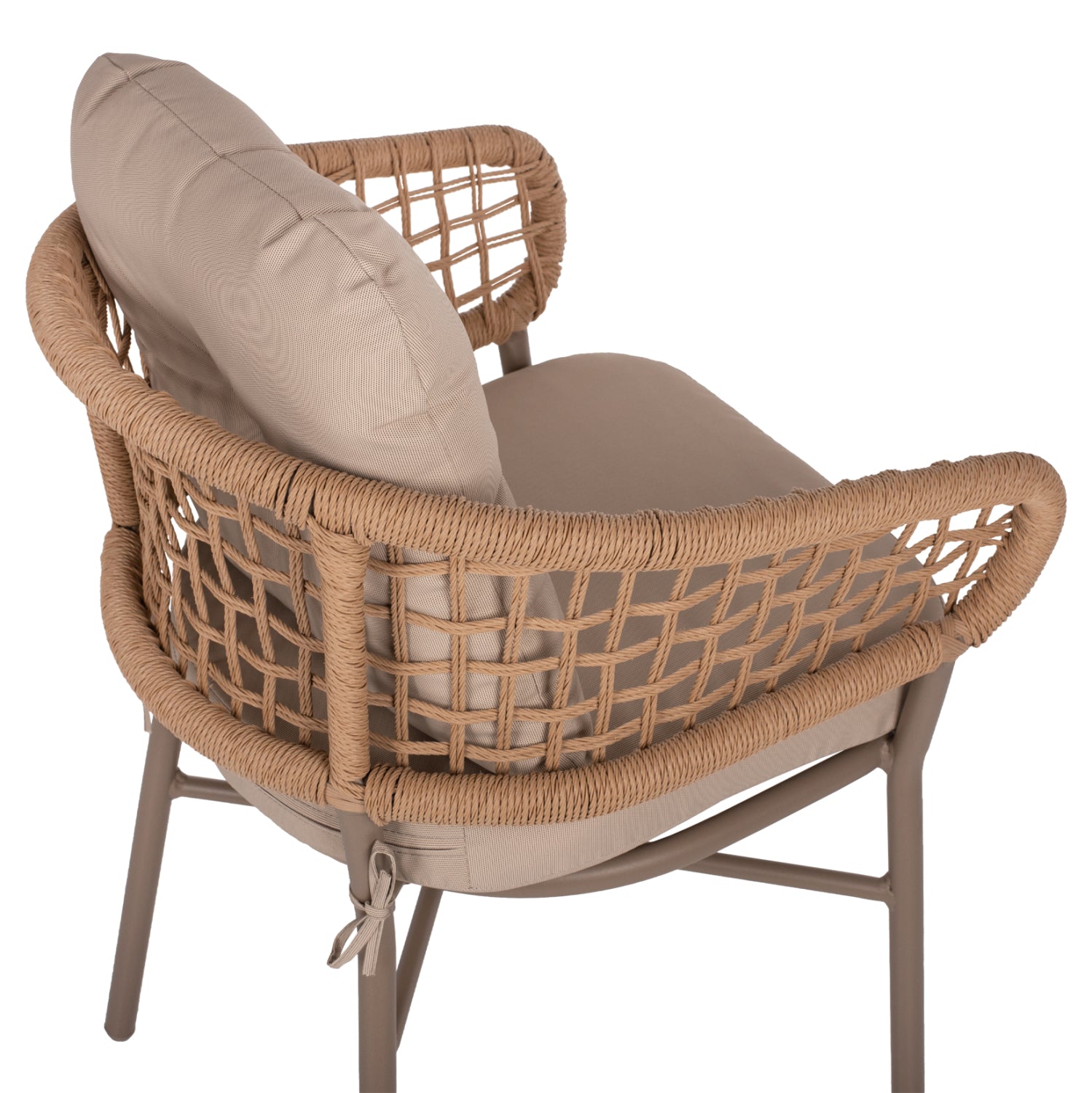 ARMCHAIR ALUMINUM MOCHA PROFESSIONAL RATTAN & CUSHIONS BEIGE HM5863.02 60x56x84 cm.