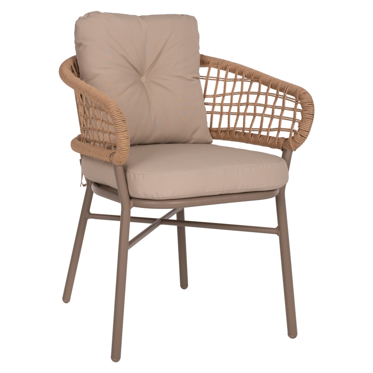 ARMCHAIR ALUMINUM MOCHA PROFESSIONAL RATTAN & CUSHIONS BEIGE HM5863.02 60x56x84 cm.