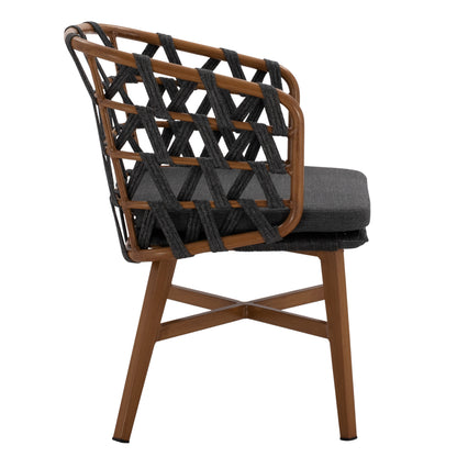 ALUMINUM ARMCHAIR RICKO HM5782.11 WITH WIDE GREY STRAPS  58x59x78 cm.
