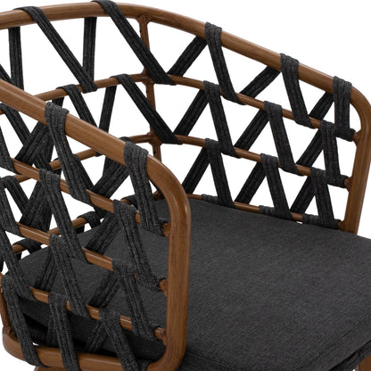 ALUMINUM ARMCHAIR RICKO HM5782.11 WITH WIDE GREY STRAPS  58x59x78 cm.