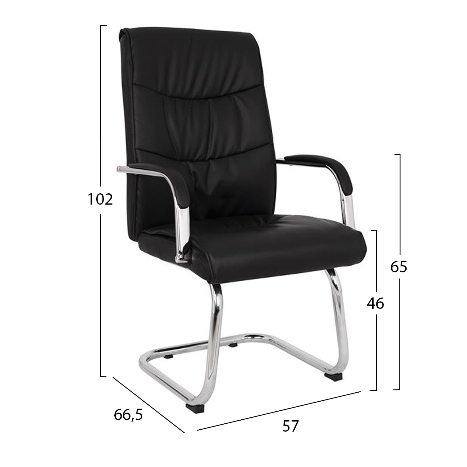Conference chair JACOB HM1045.11 Black PU with chromed base 57x66,5x102 cm