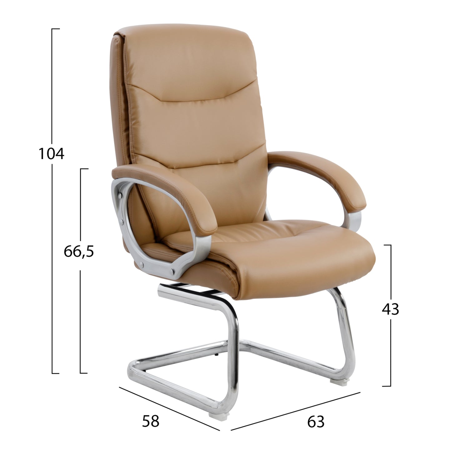 CONFERENCE ARMCHAIR SEMI-SWIVEL ZAMORA HM1088.09 CAMEL COLOR PU LEATHER 63x58x104Hcm.