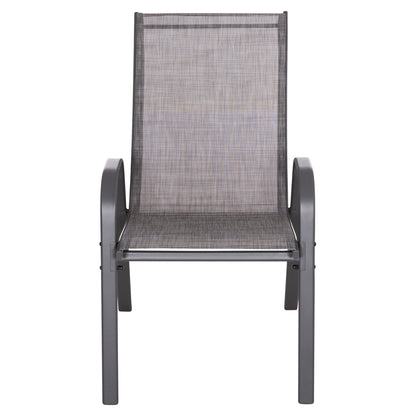 OUTDOOR ARMCHAIR LEON HM5000.41 GREY METAL FRAME & TEXTILENE-4PCS SET- 55x70x91Hcm.