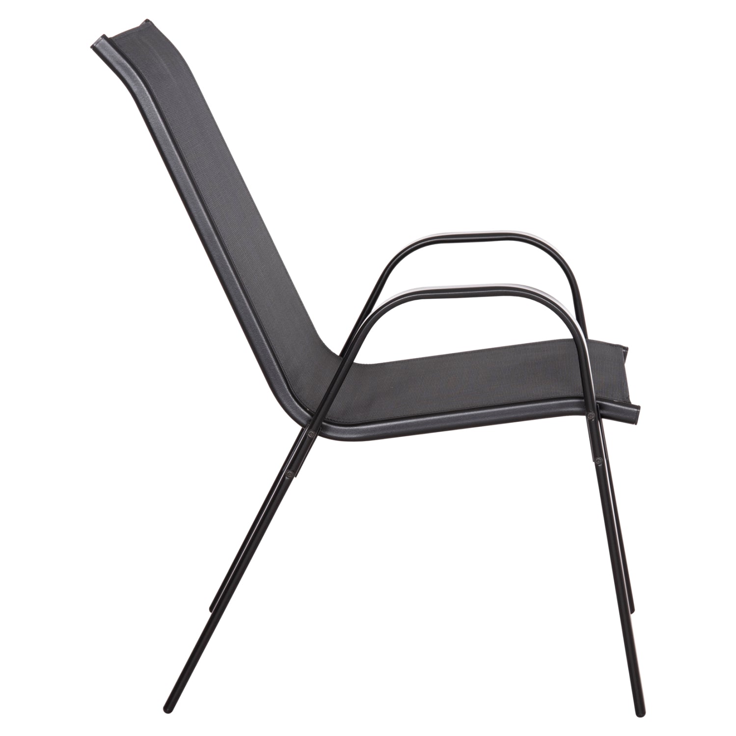 OUTDOOR ARMCHAIR LEON HM5000.43 BLACK METAL FRAME & TEXTILENE-4PCS SET- 55x70x91Hcm.