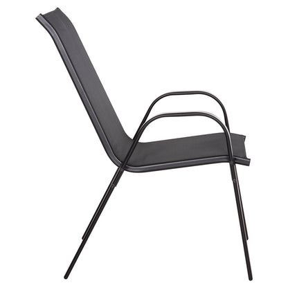OUTDOOR ARMCHAIR LEON HM5000.43 BLACK METAL FRAME & TEXTILENE-4PCS SET- 55x70x91Hcm.