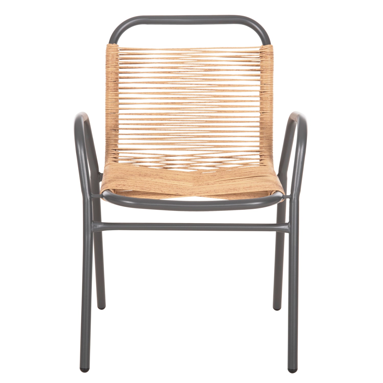 OUTDOOR ARMCHAIR AVRIL HM5968.02 METAL IN GREY-SYNTHETIC RATTAN IN NATURAL 54.5x56x78H