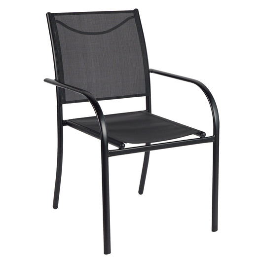 OUTDOOR ARMCHAIR REDAN HM5976.03 BLACK METAL-BLACK TEXTILENE 56x60x88Hcm.