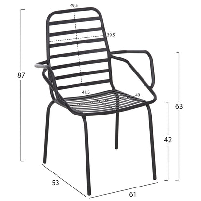 ARMCHAIR OUTDOOR FREE HM6045 METALLC BLACK 61x53x87Hcm.