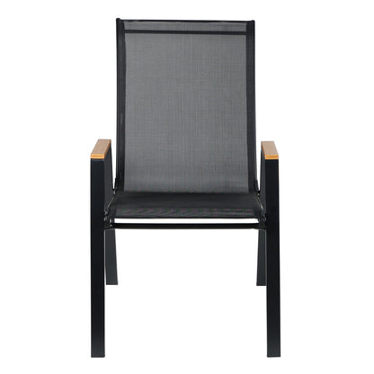 OUTDOOR ARMCHAIR LEONE HM6429.03 BLACK METAL FRAME--BLACK TEXTILENE 55x68x90Hcm.