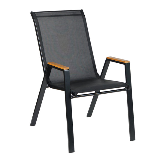 OUTDOOR ARMCHAIR LEONE HM6429.03 BLACK METAL FRAME--BLACK TEXTILENE 55x68x90Hcm.