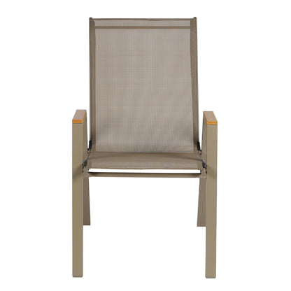 OUTDOOR ARMCHAIR LEONE HM6429.04 METAL FRAME & TEXTILENE IN CHAMPAGNE COLOR 55x68x90Hcm.