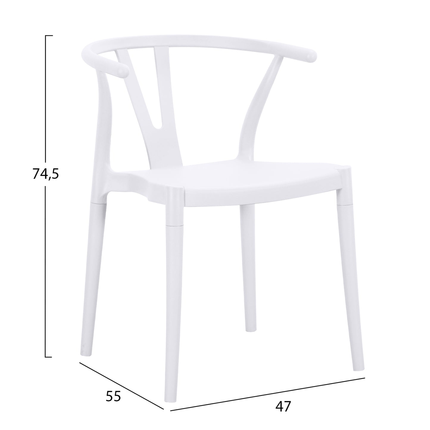 OUTDOOR DINING CHAIR BRAVE HM6625.01 POLPYPROPYLENE IN WHITE 47x42x84.5Hcm