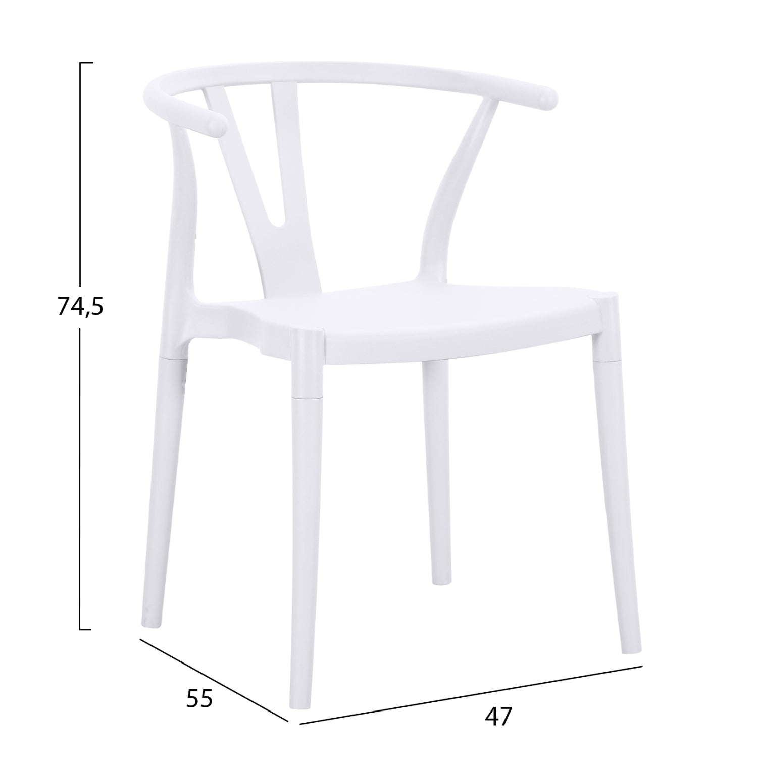 OUTDOOR DINING CHAIR BRAVE HM6625.01 POLPYPROPYLENE IN WHITE 47x42x84.5Hcm
