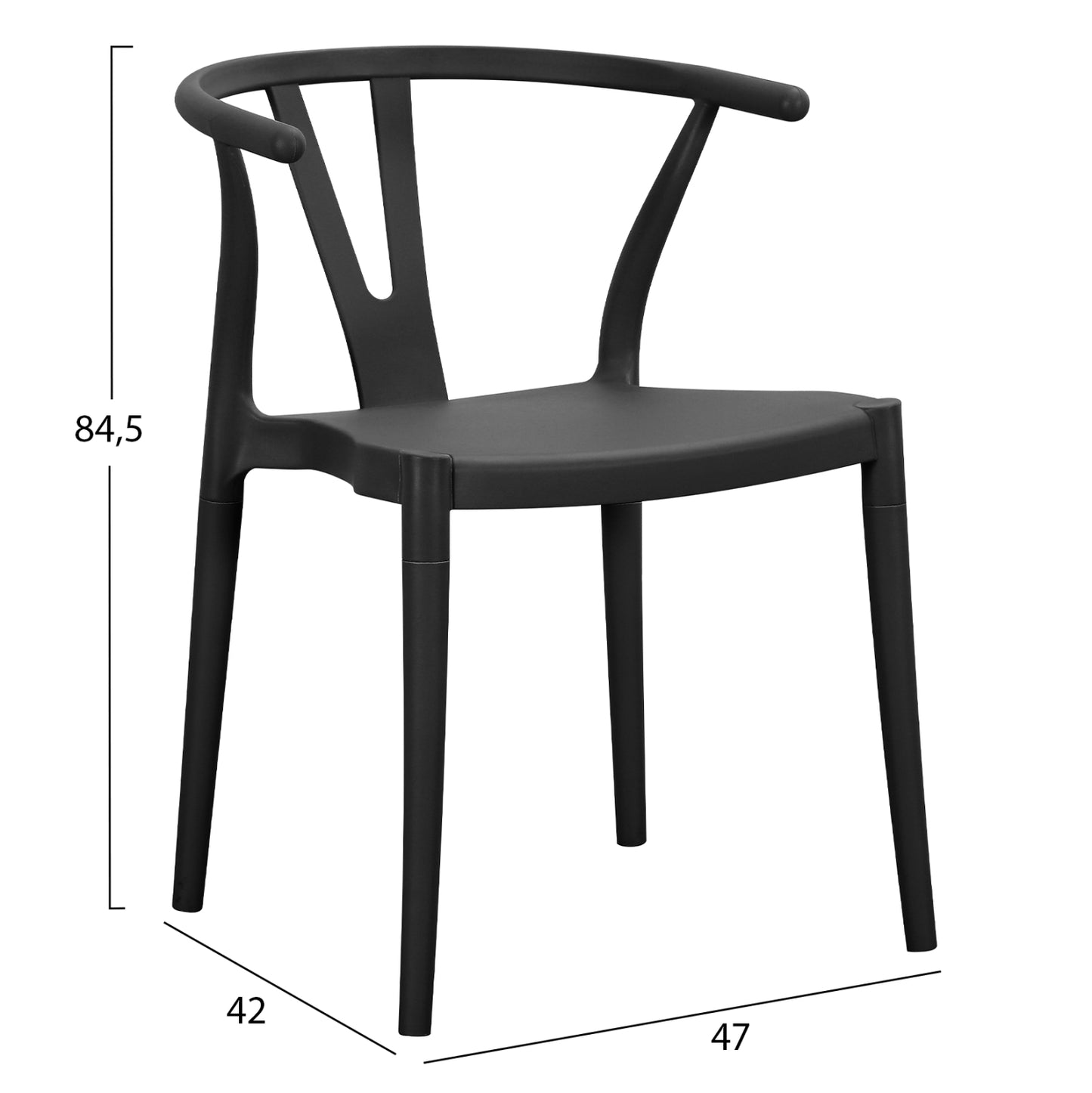 OUTDOOR DINING CHAIR BRAVE HM6625.02 POLPYPROPYLENE IN BLACK 47x42x84.5Hcm