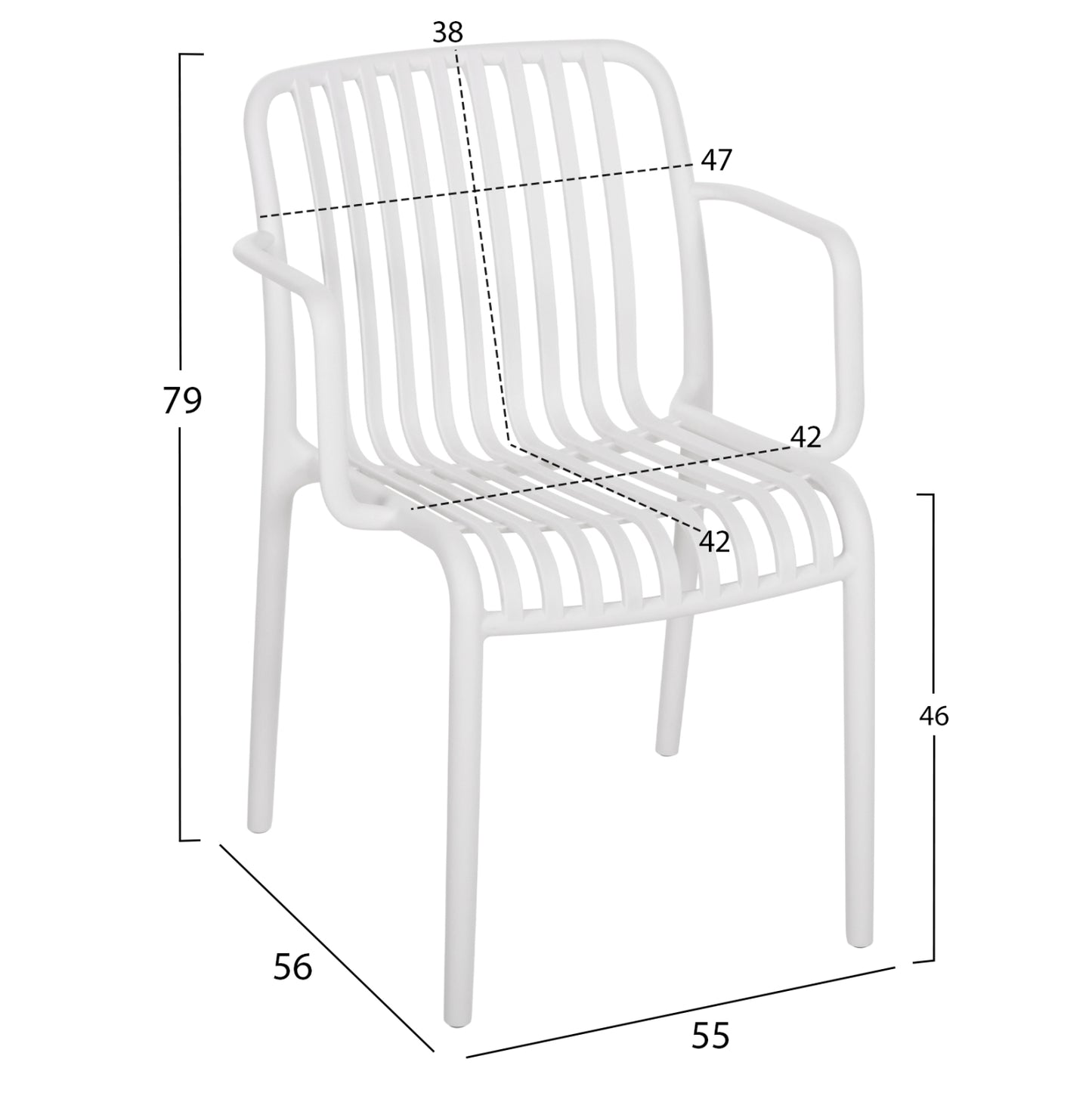 ARMCHAIR OUTDOOR CONVEE HM6105.01 POLYPROPYLENE IN WHITE 55x56x79H cm.