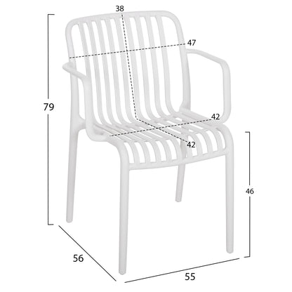 ARMCHAIR OUTDOOR CONVEE HM6105.01 POLYPROPYLENE IN WHITE 55x56x79H cm.