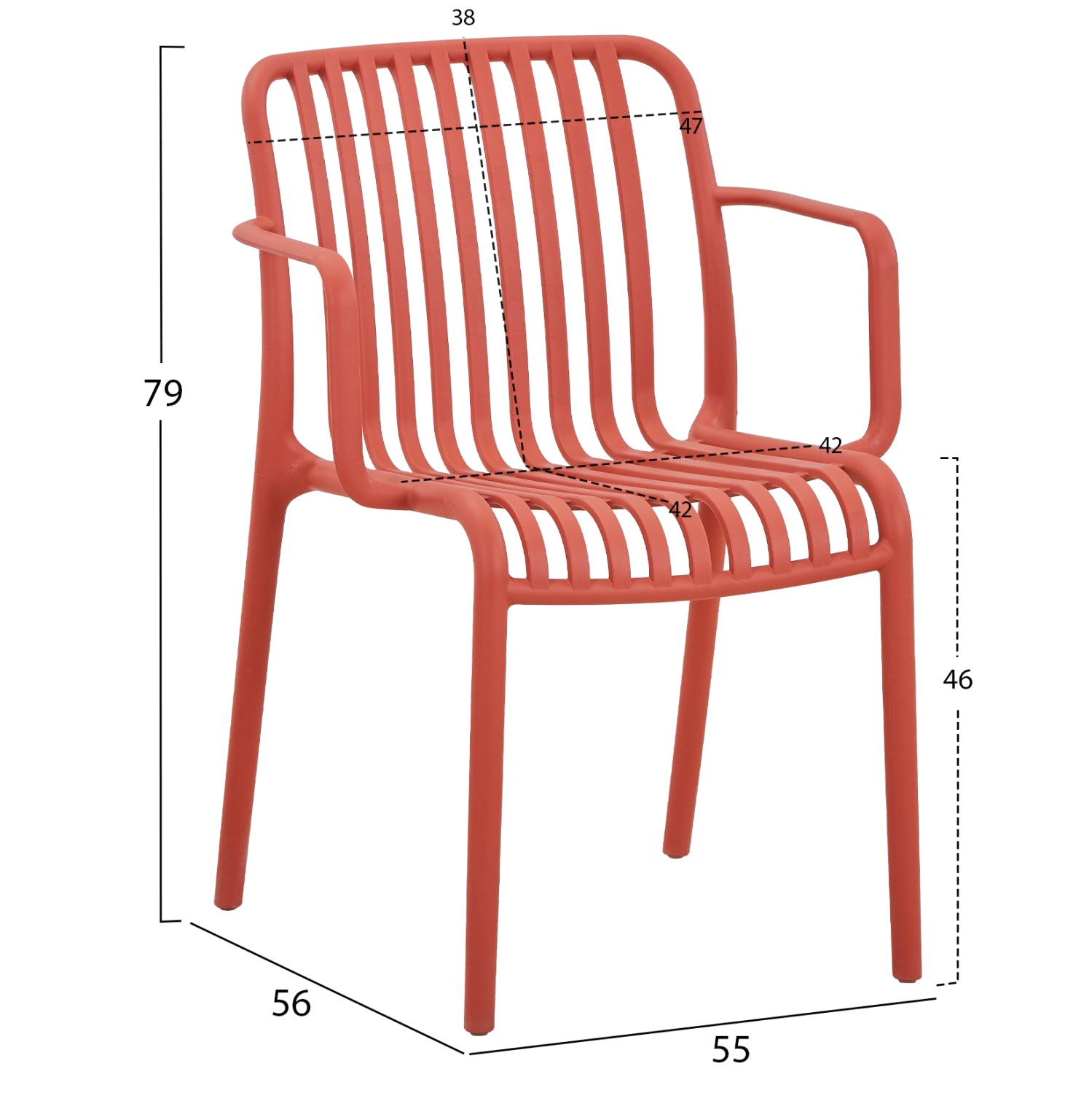 ARMCHAIR OUTDOOR CONVEE HM6105.05 POLYPROPYLENE IN RED 44,5x52,5x79H cm.