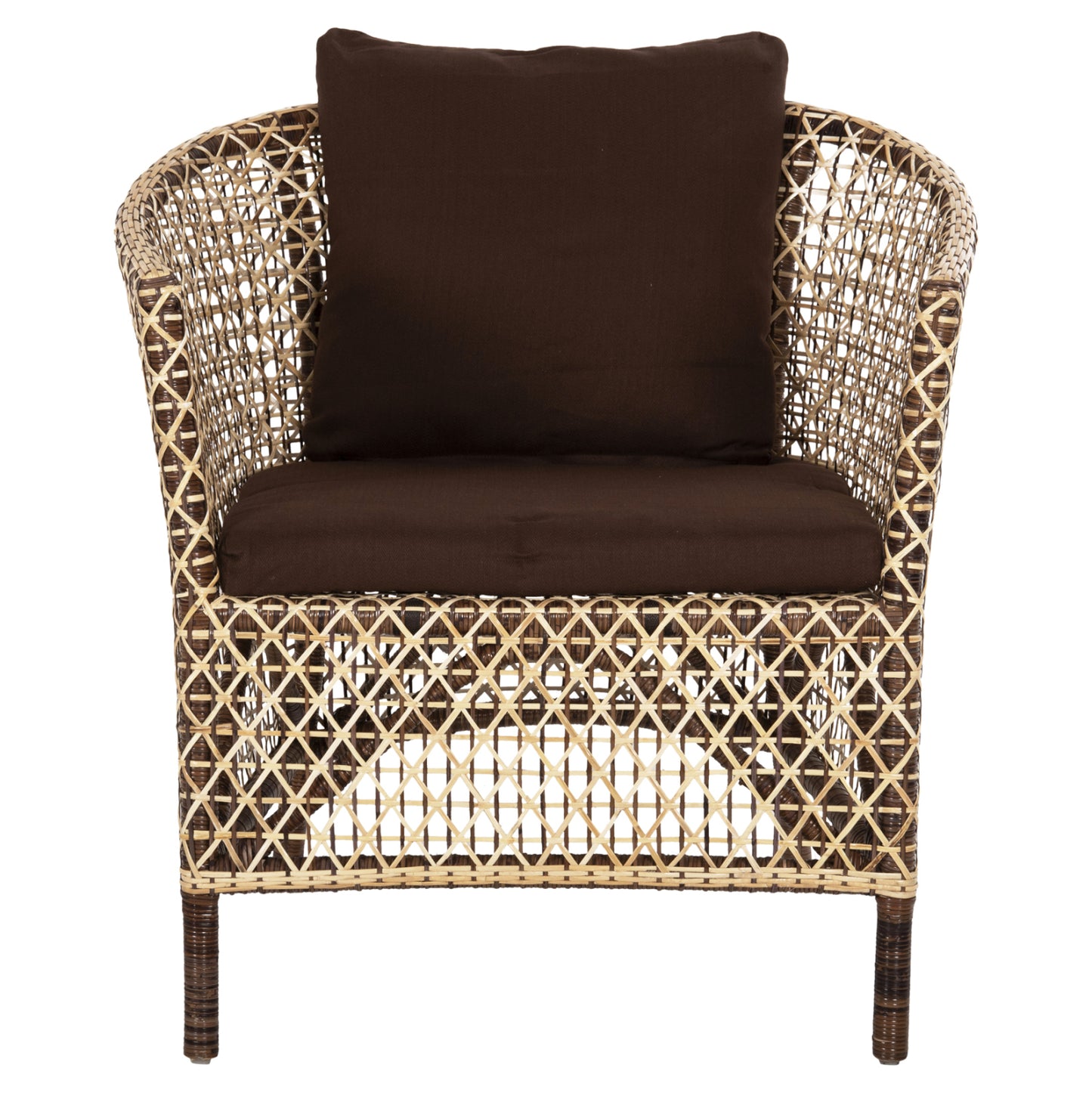 ARMCHAIR OUTDOOR SILMAR HM6111 BROWN-NATURAL RATTAN-CUSHIONS BROWN 82x76x85Hcm.