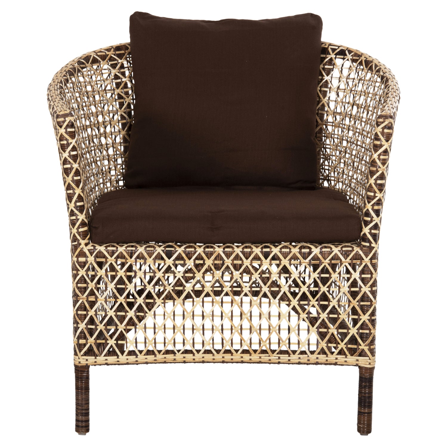 ARMCHAIR OUTDOOR SILMAR HM6111 BROWN-NATURAL RATTAN-CUSHIONS BROWN 82x76x85Hcm.