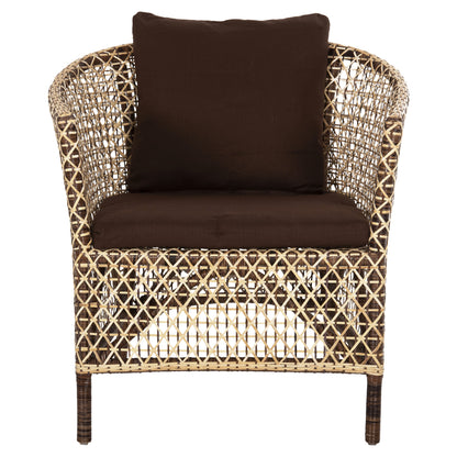 ARMCHAIR OUTDOOR SILMAR HM6111 BROWN-NATURAL RATTAN-CUSHIONS BROWN 82x76x85Hcm.